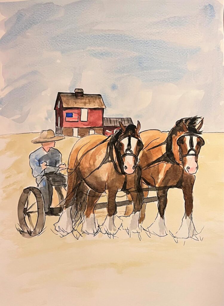 Farmer with Horse drawn carriage Bluemont Fair 2022 Poster