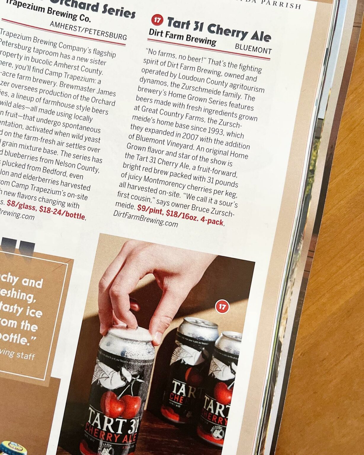 Virginia Living Magazine 2022 Made in Virginia Winner Dirt Farm Brewing