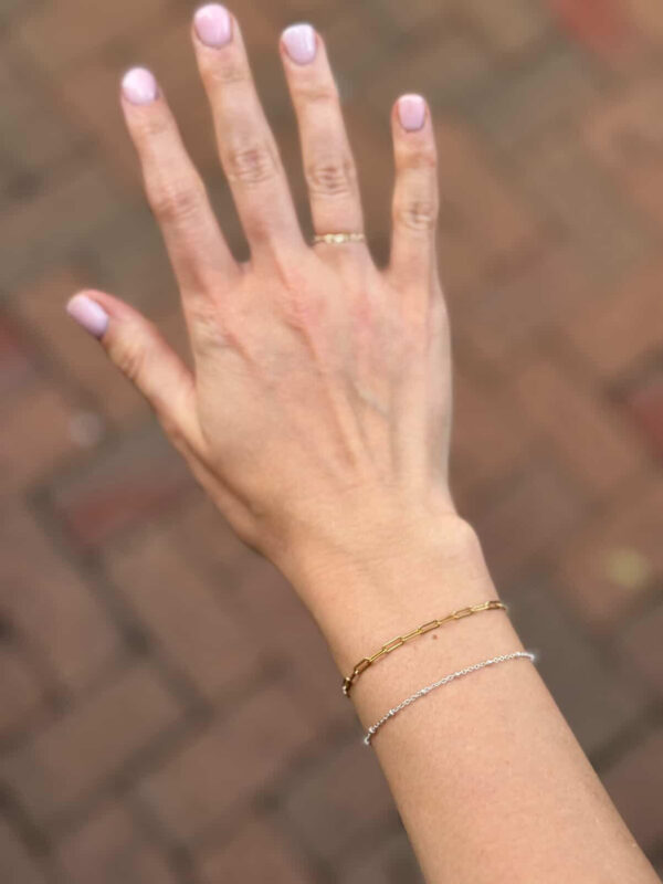 Permanent Jewelry on a guest at dirt farm brewing in Loudoun county