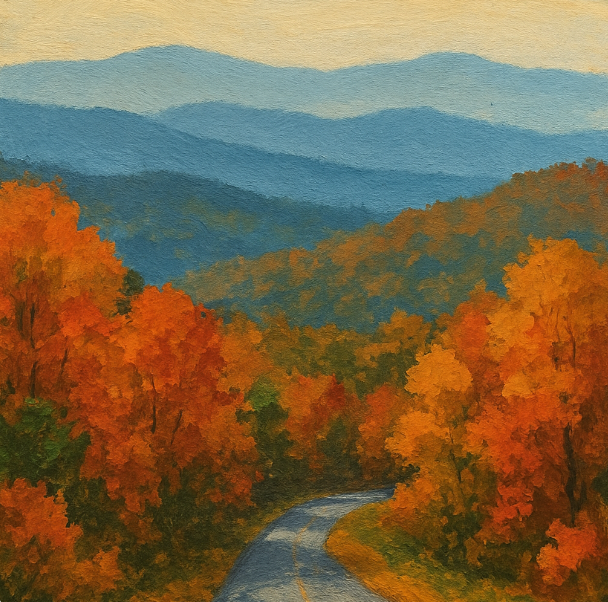 Screenshot 2025-09-03 11.01.32 AM paint and sip painting at Dirt farm Brewing painting of the blue ridge mountains during fall in Loudoun County virginia