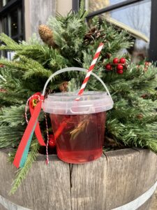 a jug of jingle juice, a holiday Drink special at dirt farm brewing in Loudoun county virginia
