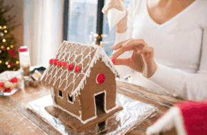 Guests enjoying the competition at the gingerbread house Showdown at Dirt farm brewing in Loudoun county