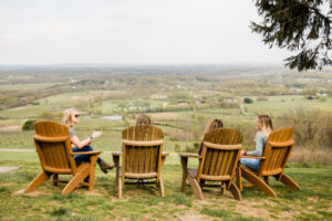 Friends enjoying the view and brews at dirt farm brewing in Loudoun county virginia