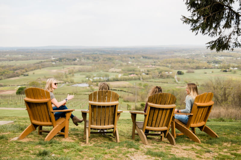 Friends enjoying the view and brews at dirt farm brewing in Loudoun county virginia