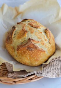 loaf of sourdough bread during the sip & sourdough Workshop by sourdough by ac at Dirt Farm brewing in Loudoun county virginia