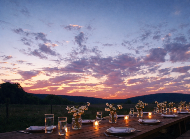 Supper Club table setting at Dirt Farm Brewing in Loudoun County Virginia