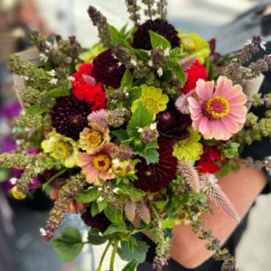 Floral bouquet from Walking Wind Farm and Florist at their Flower Workshop at Dirt Farm Brewing