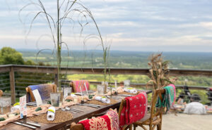 Tablescape at Dirt Farm Brewings supper club in Loudoun County Virginia Golden supper