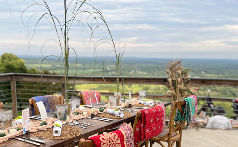 Tablescape at Dirt Farm Brewings supper club in Loudoun County Virginia Golden supper