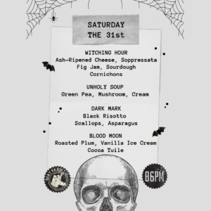 Menu for dirt farm brewings Halloween Beer dinner in Loudoun county virginia
