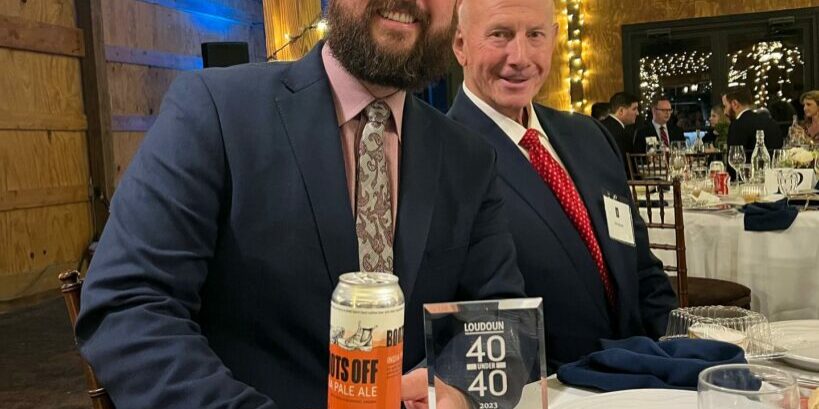 382098283_18371598544067612_8023690363469707892_n Dirt Farm Brewing Head Brewer, Wes Schoeb, Smiling with Loudoun 40 under 40 award