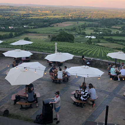 Loudoun County Brewery Dirt Farm Brewing Spacious Patio at Sun Set